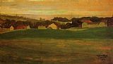 Meadow with Village in Background by Egon Schiele